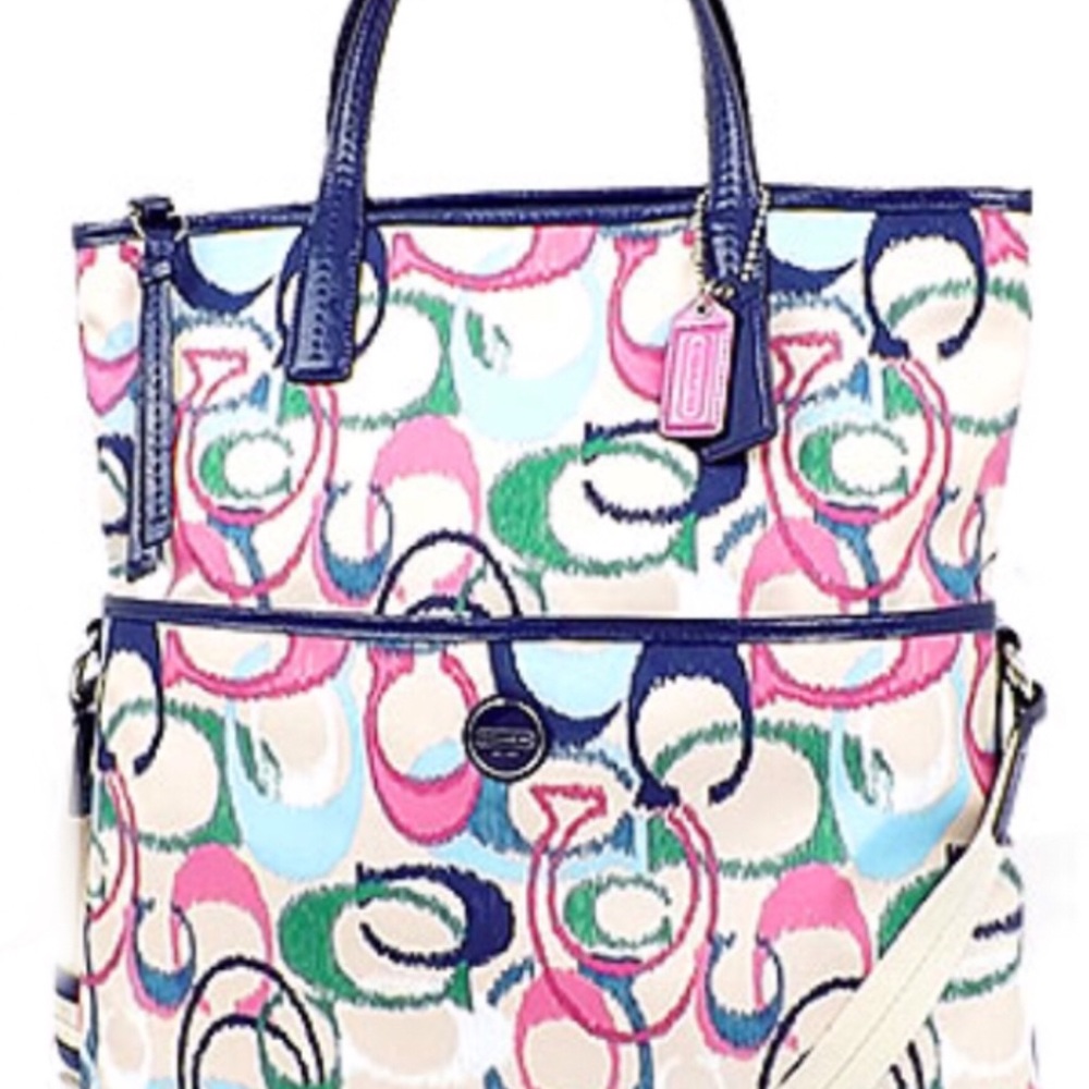 COACH Ikat Signature Foldover Tote ShoulderBag